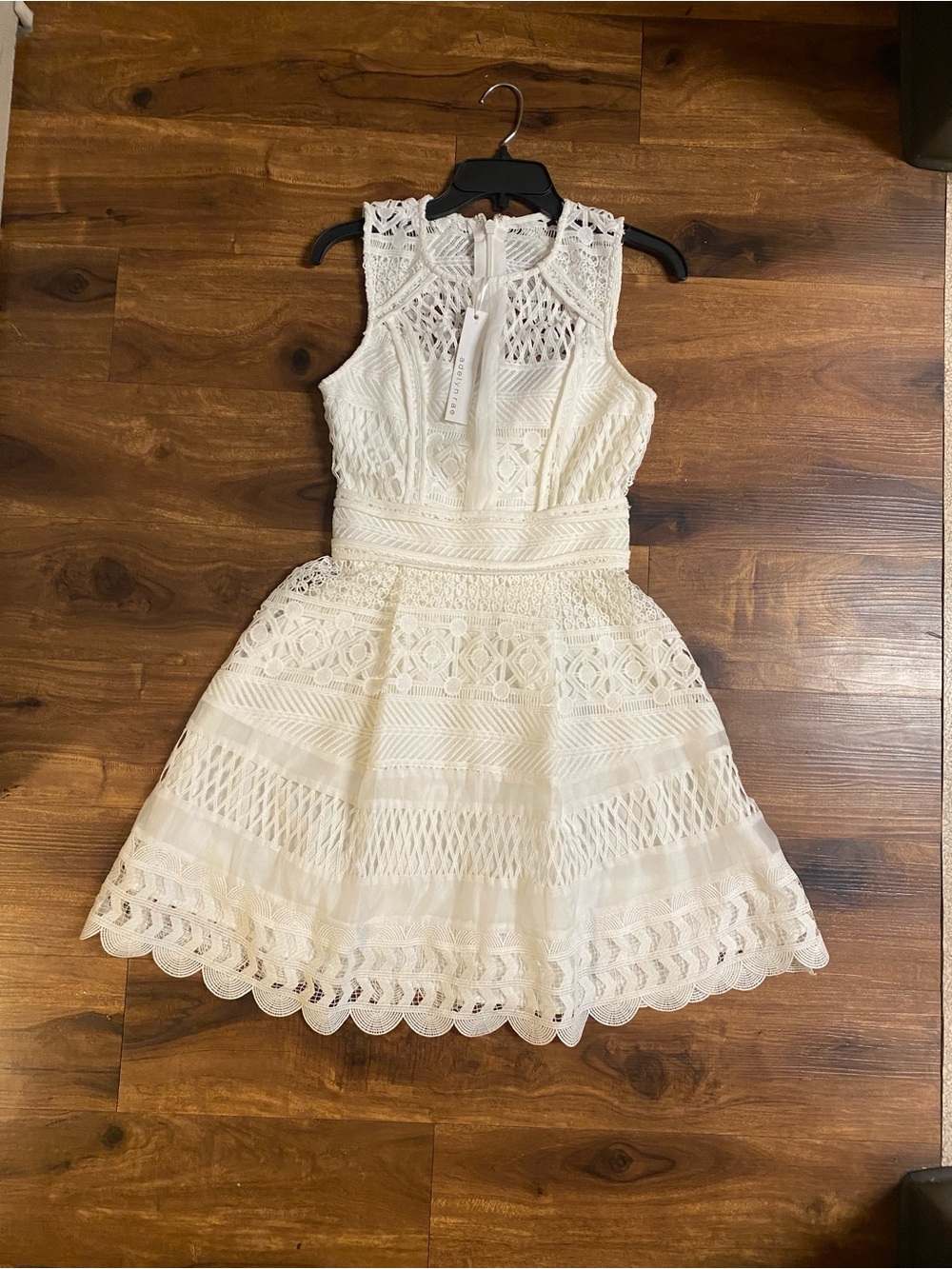 Adelyn Rae Cream Sleeveless Lace Fit & Flare Mini Dress